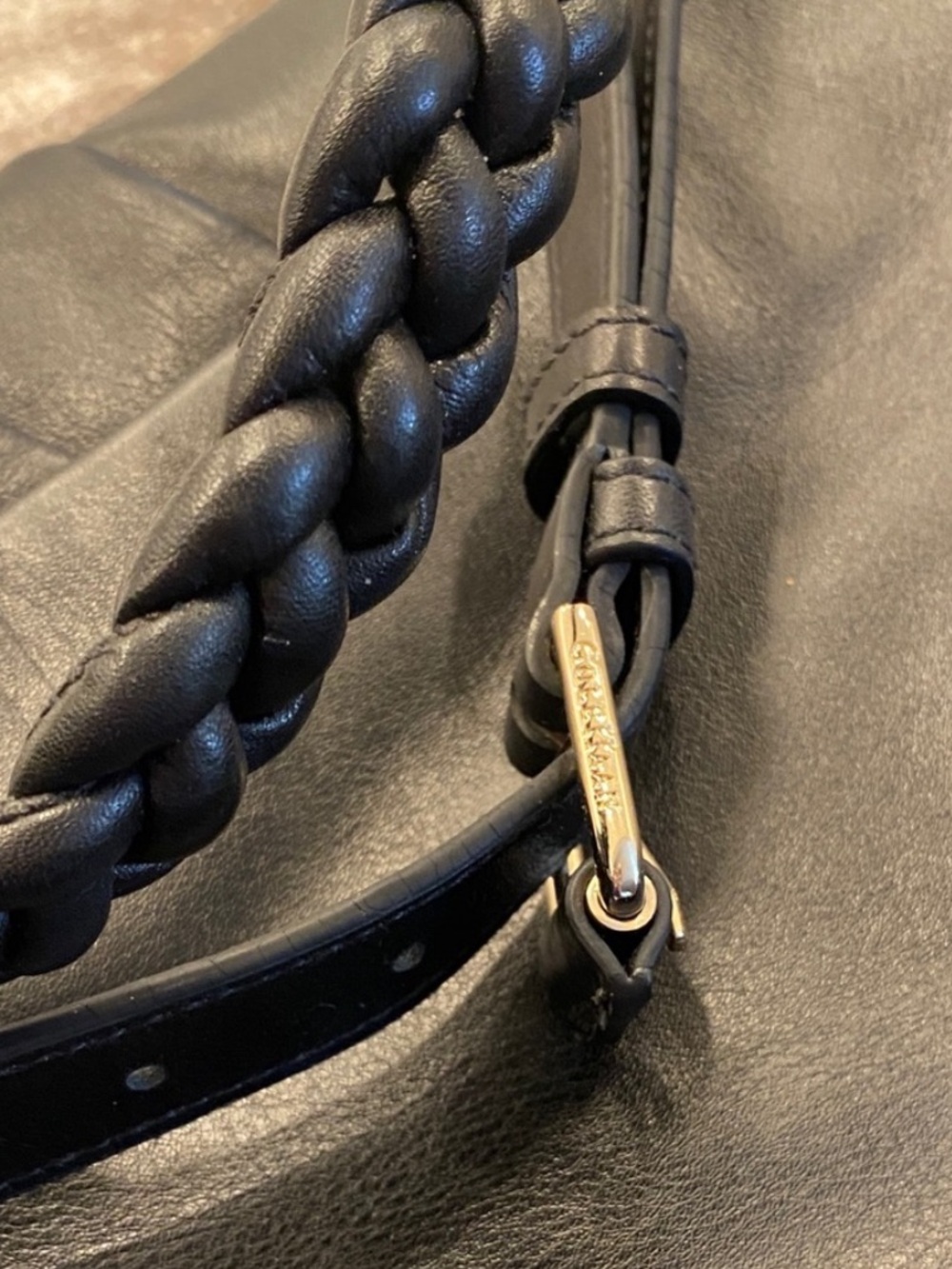 Cole Haan Jenna Leather Shoulder Bag Black Braided Strap NWT - Picture 14 of 15
